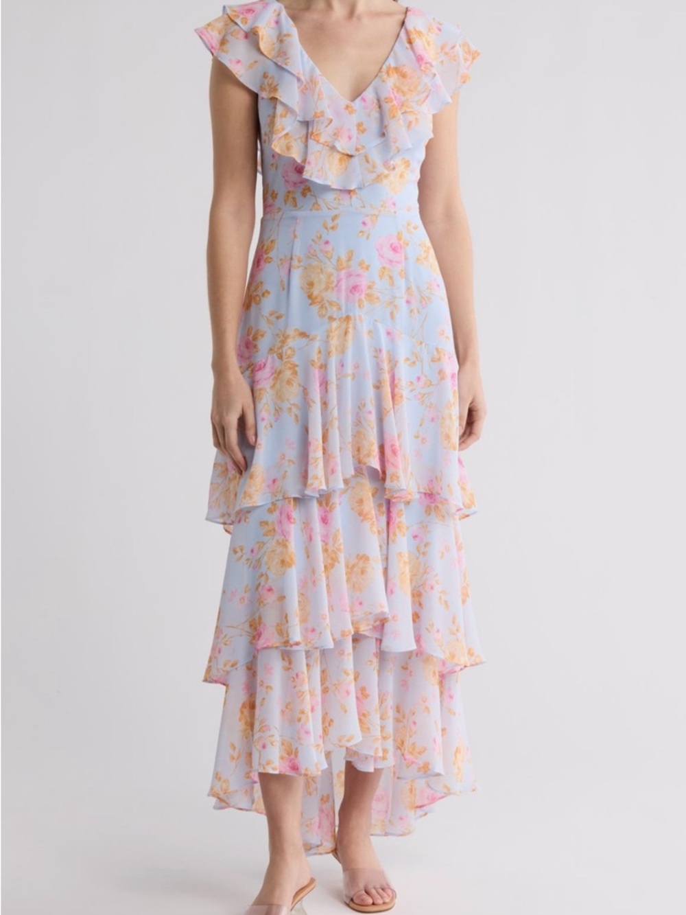 WAYF Floral Ruffle Tiered Dress & Nanette Lepore Navy Pleated Dress NWT